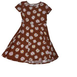Girls Terracotta Daisy Print Sz 12 Jumping Beans Casual Short Sleeve Dress 1694